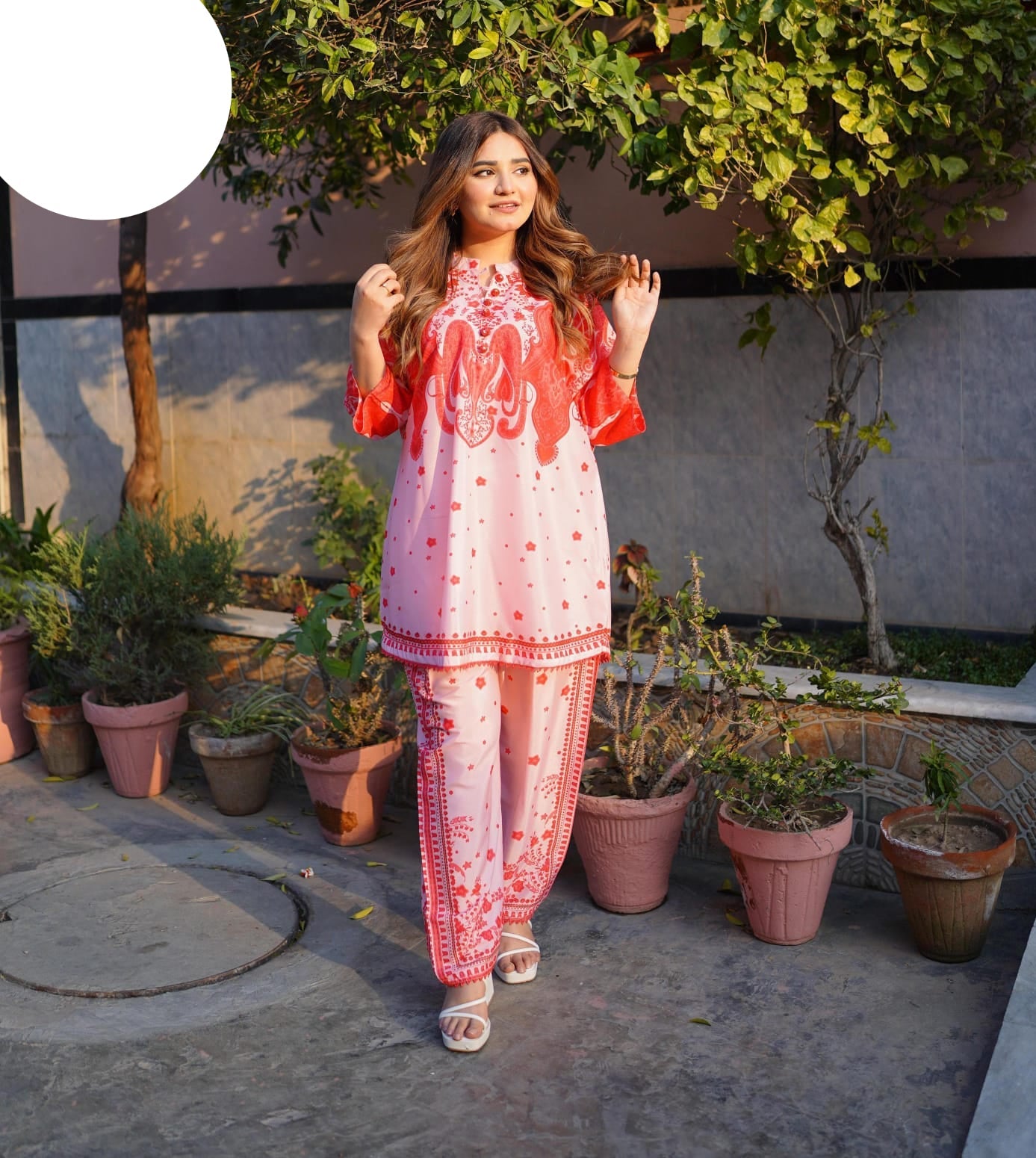 Medium & Large Printed Silk Crepe 2 Piece – Stitched Ladies Dress