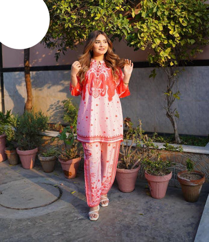 Medium & Large Printed Silk Crepe 2 Piece – Stitched Ladies Dress