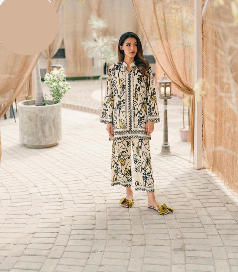 Medium & Large Printed Silk Crepe 2 Piece – Stitched Ladies Dress
