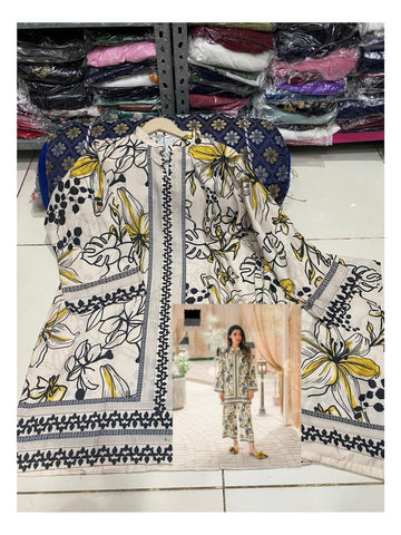 Medium & Large Printed Silk Crepe 2 Piece – Stitched Ladies Dress