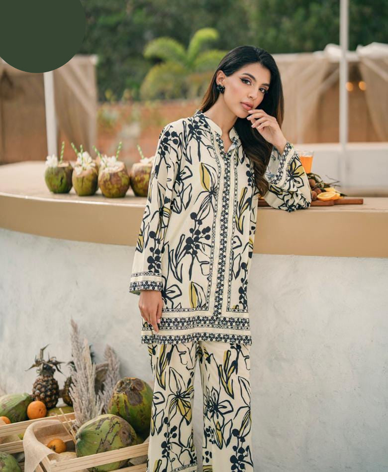 Medium & Large Printed Silk Crepe 2 Piece – Stitched Ladies Dress