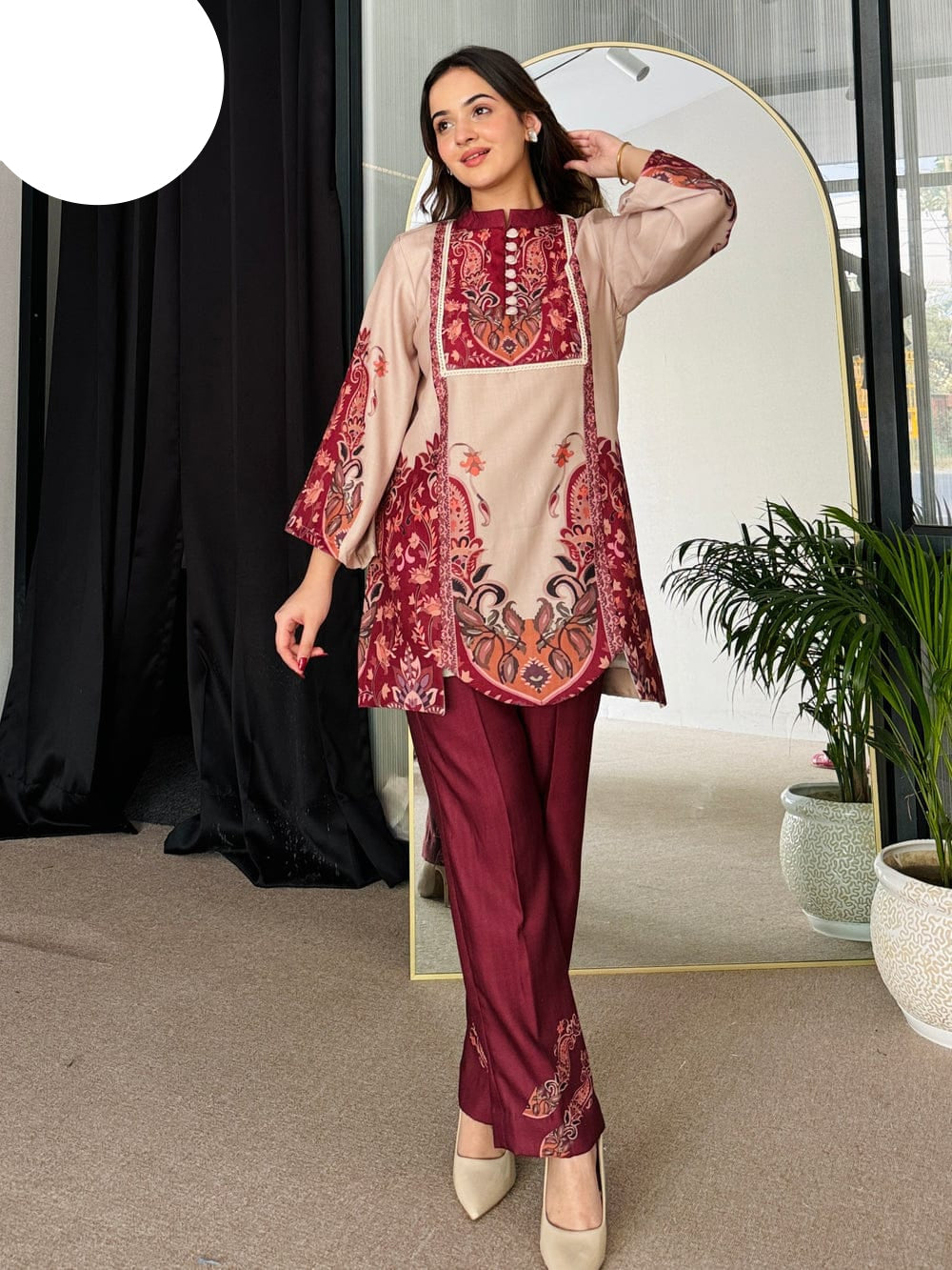 Medium & Large Printed Silk Crepe 2 Piece – Stitched Ladies Dress