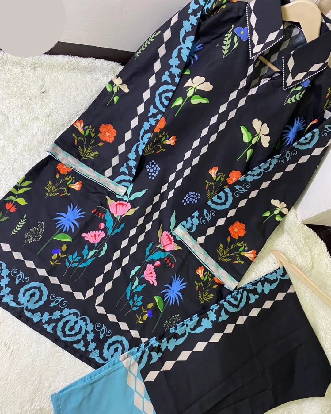 Medium & Large Printed Silk Crepe 2 Piece – Stitched Ladies Dress