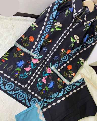 Medium & Large Printed Silk Crepe 2 Piece – Stitched Ladies Dress