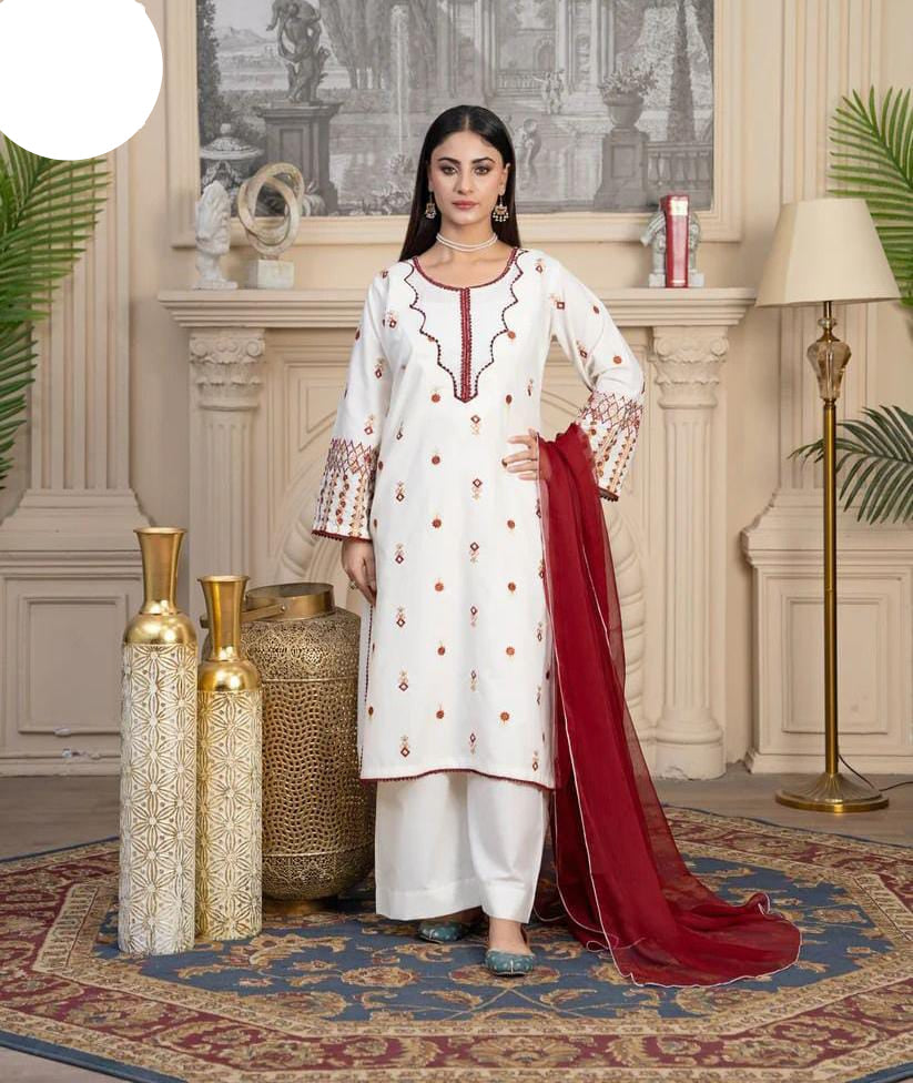 Medium & Large Embroidered 3 Piece – Stitched Ladies Eid 2K26 Suit