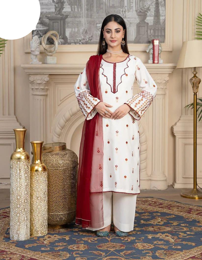Medium & Large Embroidered 3 Piece – Stitched Ladies Eid 2K26 Suit