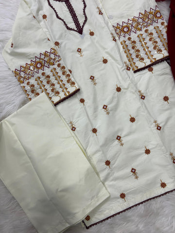 Medium & Large Embroidered 3 Piece – Stitched Ladies Eid 2K26 Suit