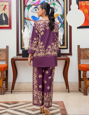 Front & Back Allover Digital Printed Shamose Silk Cord Set 2 Piece – Stitched Ladies Dress