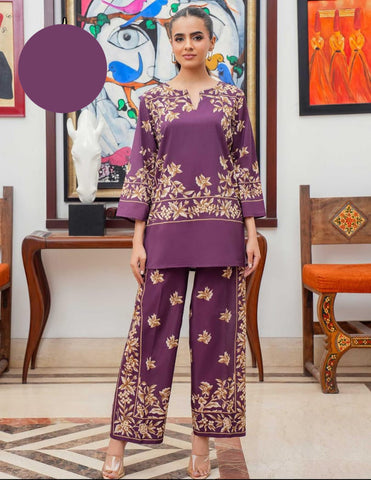 Front & Back Allover Digital Printed Shamose Silk Cord Set 2 Piece – Stitched Ladies Dress