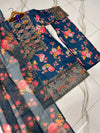 Women multi patched embroidered long shirt suit with printed flapper and digital dupatta 3 piece stitched dress