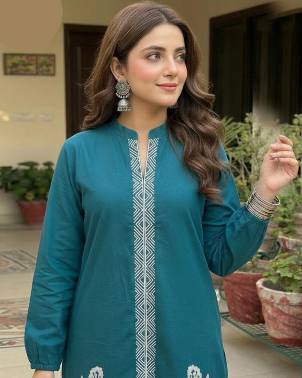 Medium & Large Cotton 2 Piece – New Embroidery Stitched Ladies Eid Suit