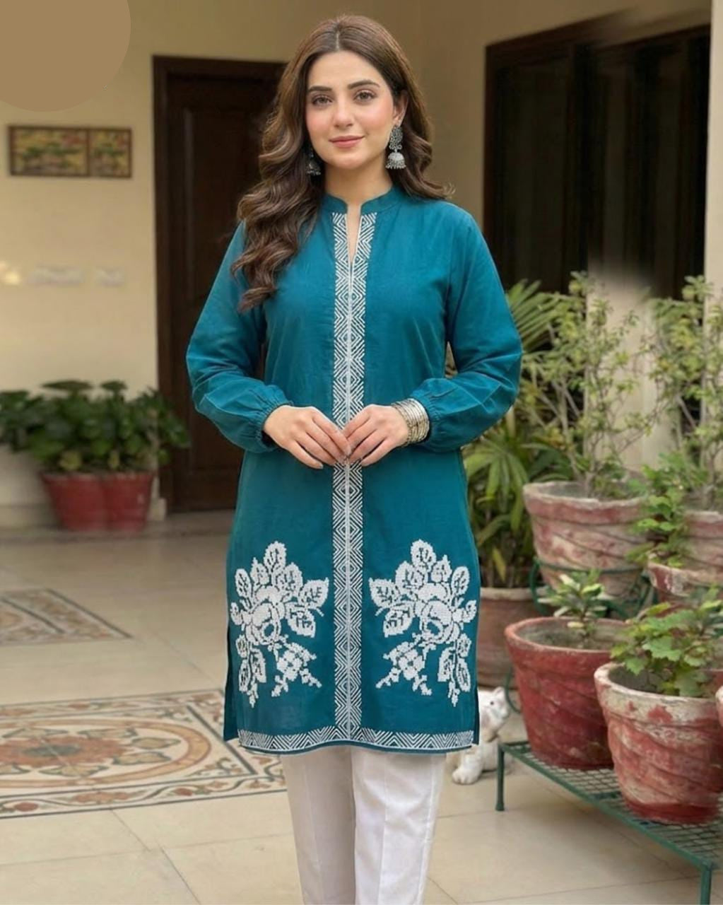 Medium & Large Cotton 2 Piece – New Embroidery Stitched Ladies Eid Suit