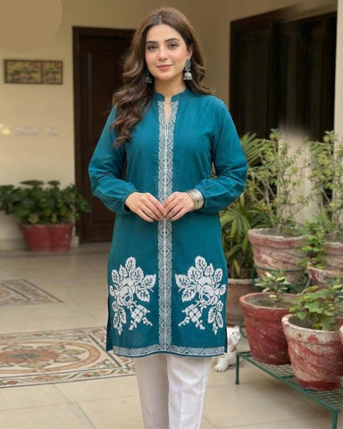 Medium & Large Cotton 2 Piece – New Embroidery Stitched Ladies Eid Suit