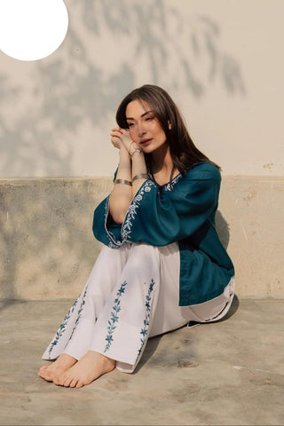 Medium & Large Azure Blossom Cotton 2 Piece – Stitched Ladies Eid 2K26 Suit