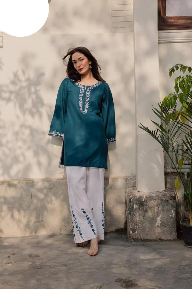 Medium & Large Azure Blossom Cotton 2 Piece – Stitched Ladies Eid 2K26 Suit
