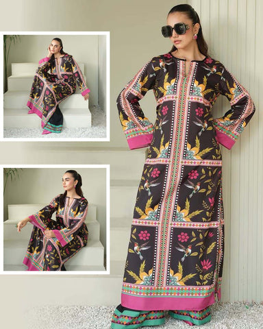 Large Co-Ord 2 Piece Suit – Long Digital Printed Shirt with Bell Bottom Trouser