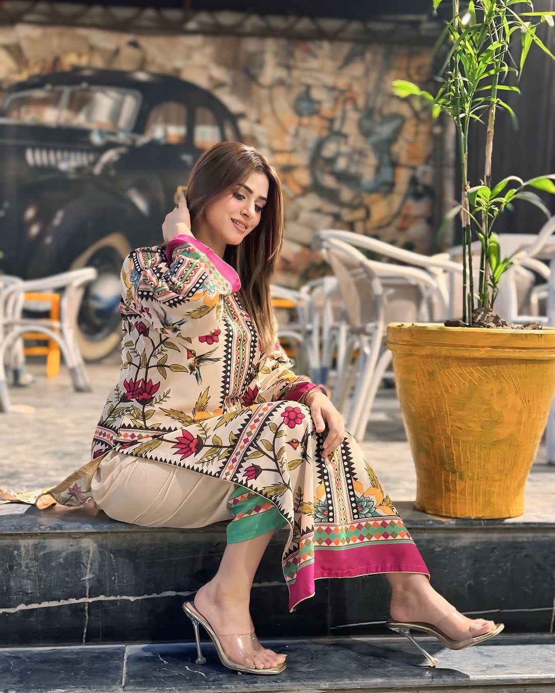 Large Co-Ord 2 Piece Suit – Long Digital Printed Shirt with Bell Bottom Trouser