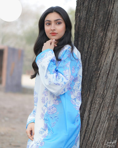 Large & XL Swiss Lawn Digital Floral Print 2 Piece – Stitched Ladies Summer Suit