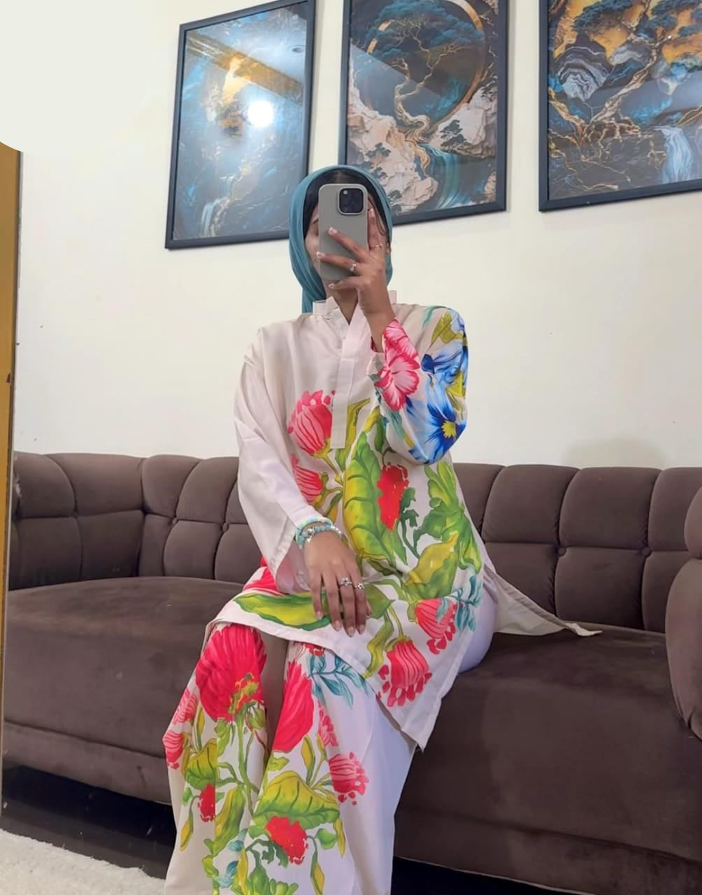 Medium Swiss Lawn Digital Floral Print 2 Piece – Stitched Ladies Summer Suit