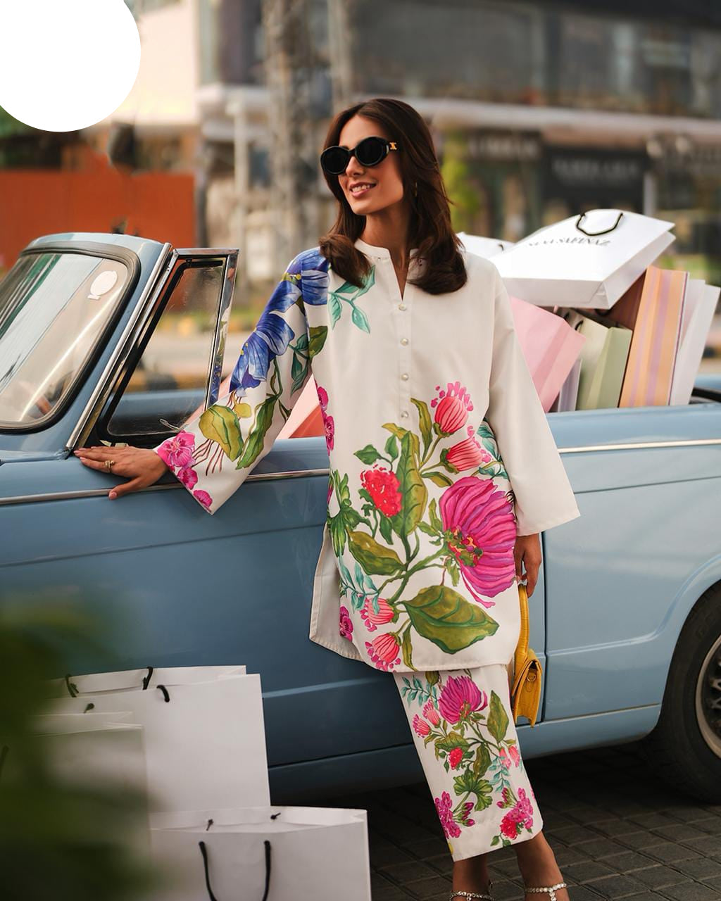 Medium Swiss Lawn Digital Floral Print 2 Piece – Stitched Ladies Summer Suit
