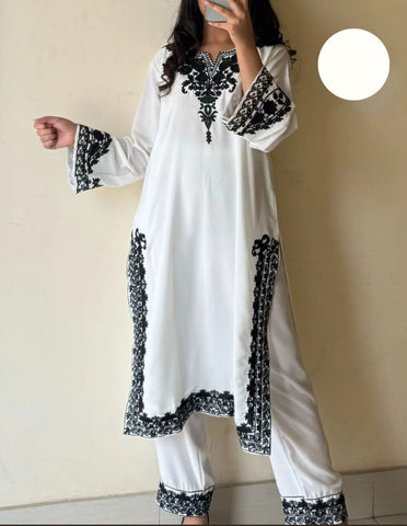 Medium Neck, Sleeves & Daman Embroidered 3 Piece – Stitched Ladies Suit with Organza Dupatta