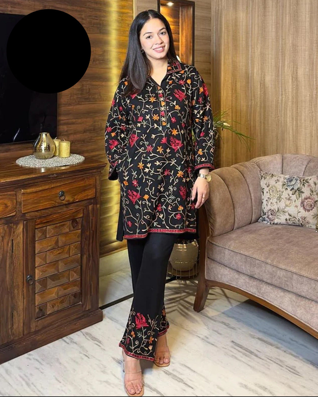 Medium Heavy Multi Embroidered Shamose Silk 2 Piece – Stitched Ladies Dress