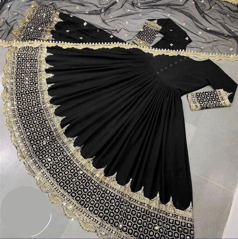 Medium Heavy Sequence Embroidered Maxi 3 Piece – Shamoze Silk with Chiffon Dupatta