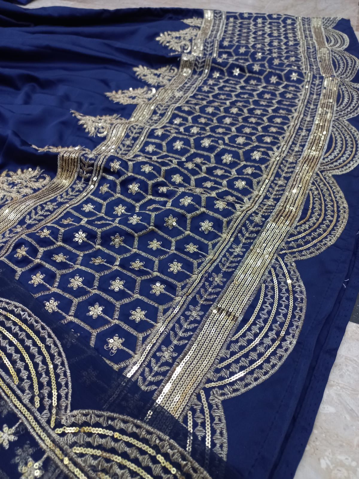 Medium Heavy Sequence Embroidered Maxi 3 Piece – Shamoze Silk with Chiffon Dupatta