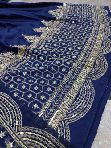 Medium Heavy Sequence Embroidered Maxi 3 Piece – Shamoze Silk with Chiffon Dupatta