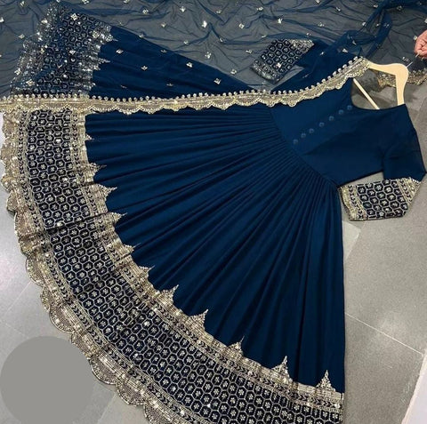Medium Heavy Sequence Embroidered Maxi 3 Piece – Shamoze Silk with Chiffon Dupatta