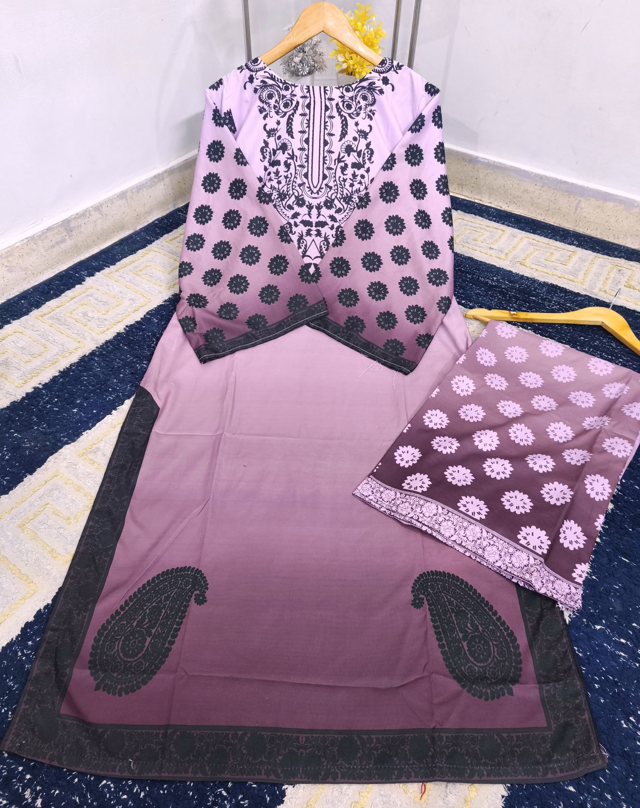 Standard Digital Printed Swiss Lawn 2 Piece – Long Shirt with Flapper Trouser