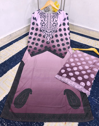 Standard Digital Printed Swiss Lawn 2 Piece – Long Shirt with Flapper Trouser