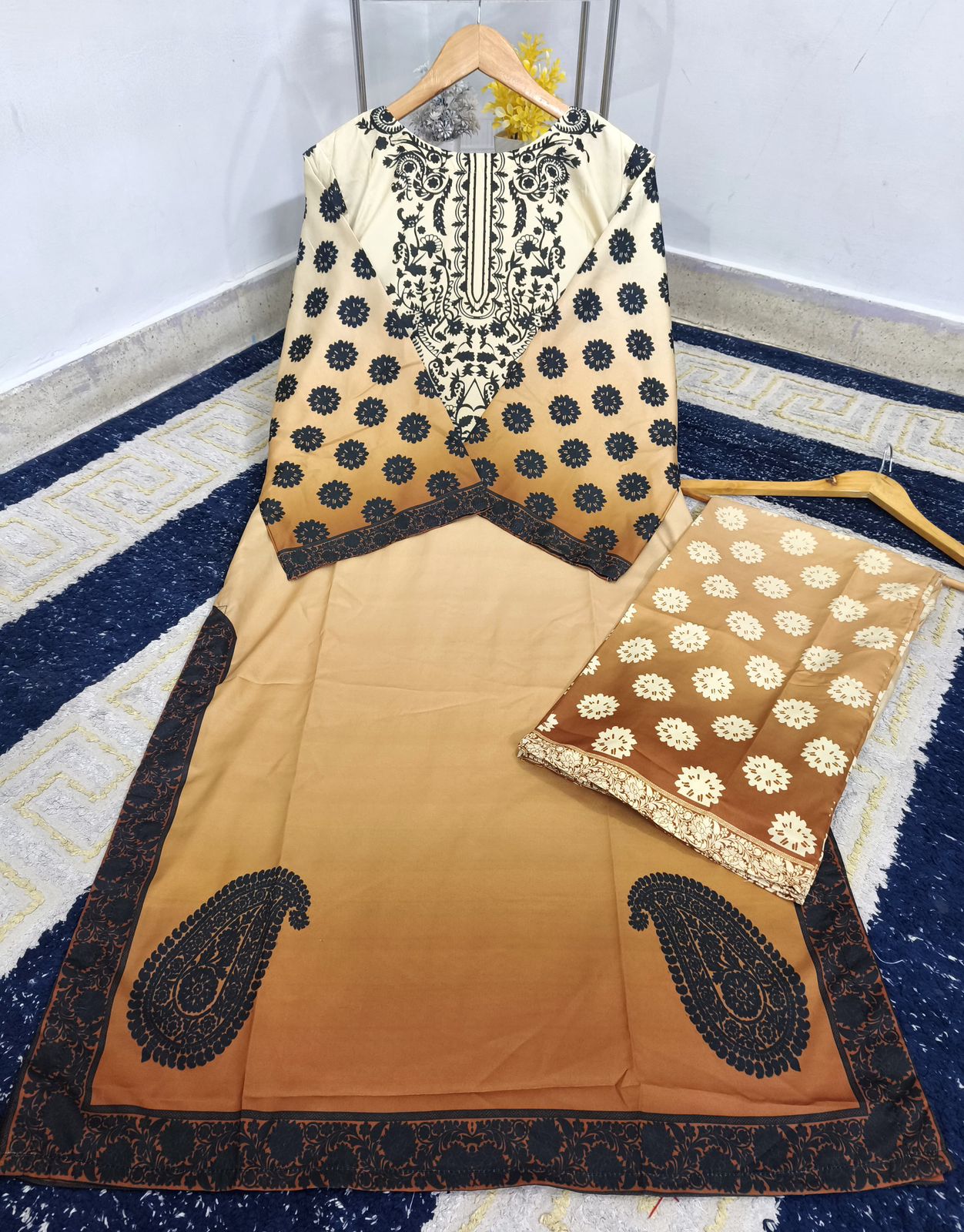 Standard Digital Printed Swiss Lawn 2 Piece – Long Shirt with Flapper Trouser