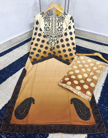 Standard Digital Printed Swiss Lawn 2 Piece – Long Shirt with Flapper Trouser