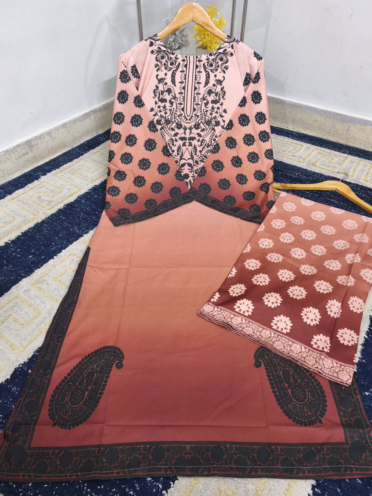 Standard Digital Printed Swiss Lawn 2 Piece – Long Shirt with Flapper Trouser