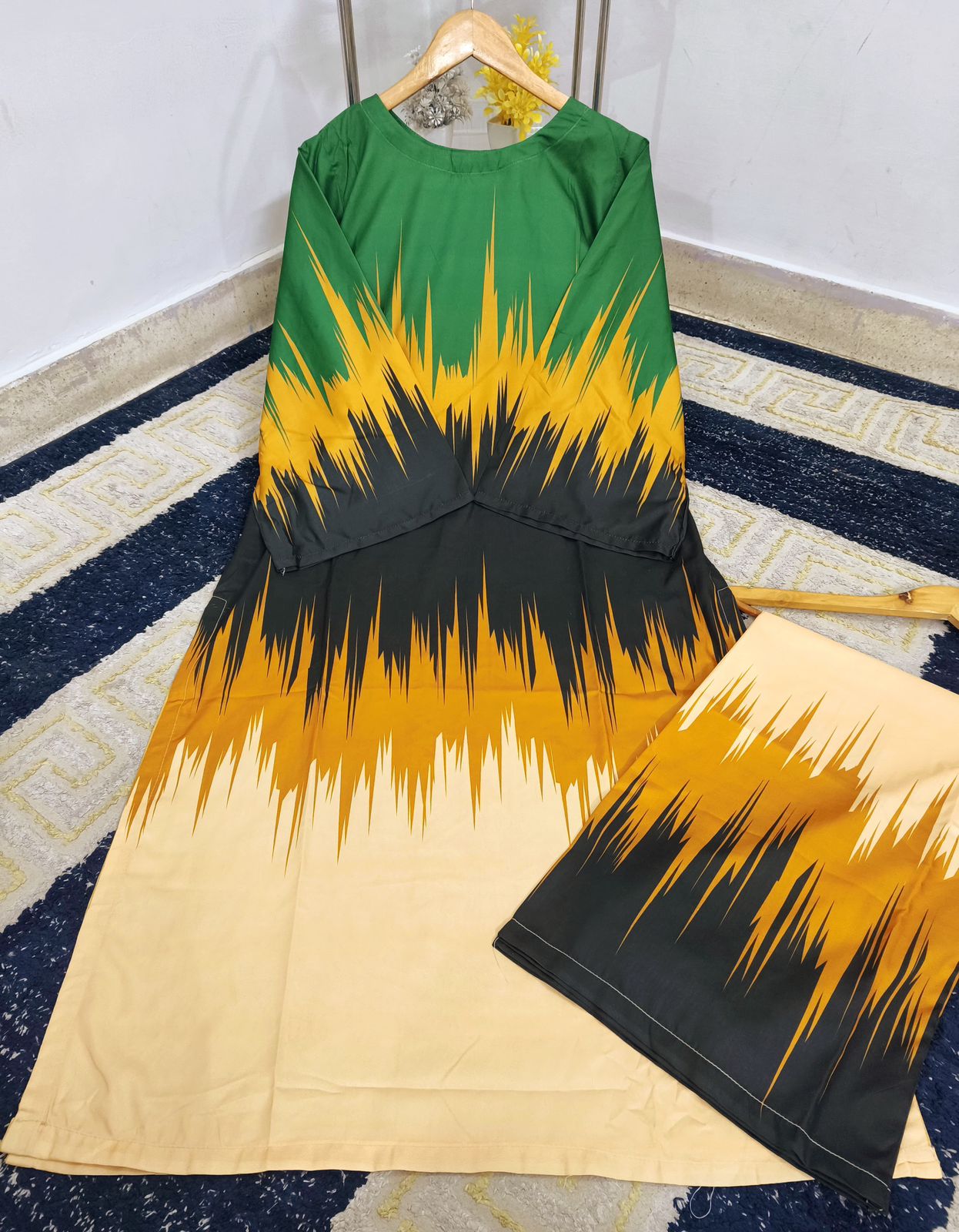 Standard Digital Printed Swiss Lawn 2 Piece – Long Shirt with Flapper Trouser
