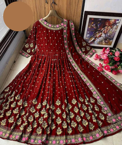 Medium Neck & Sleeves Border Embroidery Maxi 3 Piece – Shamose Silk with Chiffon Dupatta