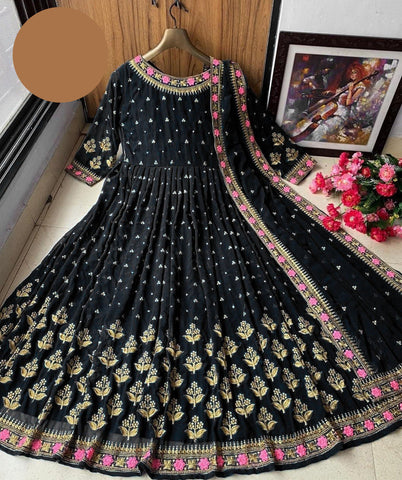 Medium Neck & Sleeves Border Embroidery Maxi 3 Piece – Shamose Silk with Chiffon Dupatta