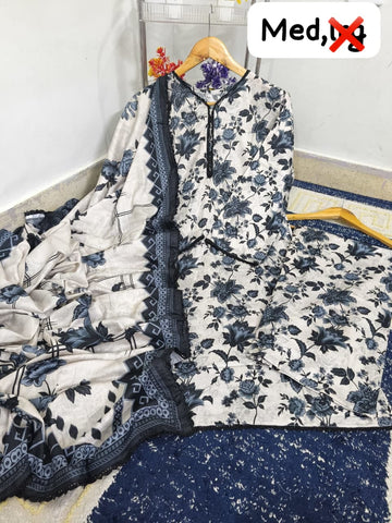 Medium Lace Charm Bareezi Digital Printed 3 Piece – Pure Lawn with All Over Lace Work