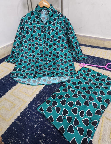 Medium Polo Cotton Digital Printed Co-Ord 2 Piece – Stitched Ladies Set