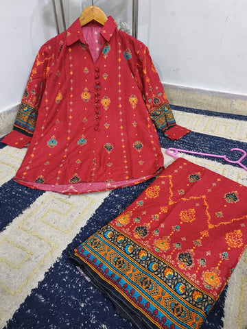 Medium Polo Cotton Digital Printed Co-Ord 2 Piece – Stitched Ladies Set