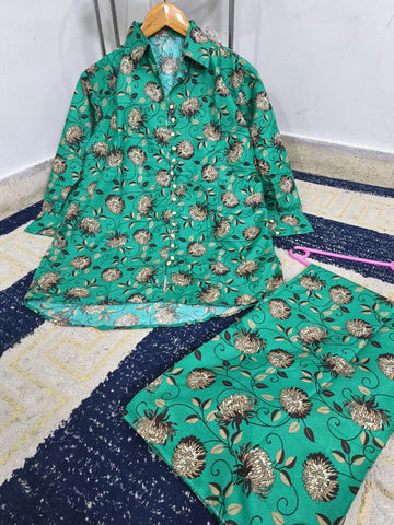 Medium Polo Cotton Digital Printed Co-Ord 2 Piece – Stitched Ladies Set