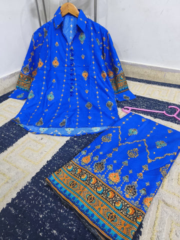 Medium Polo Cotton Digital Printed Co-Ord 2 Piece – Stitched Ladies Set