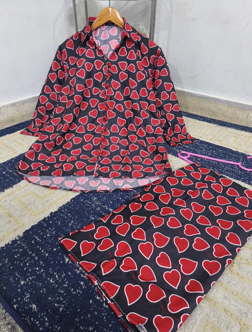 Medium Polo Cotton Digital Printed Co-Ord 2 Piece – Stitched Ladies Set