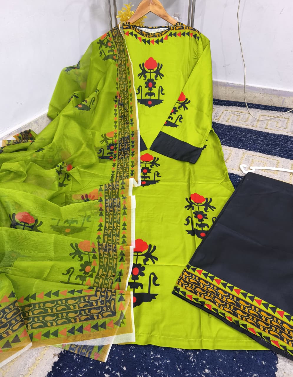 Standard Long Baggy Digital Printed Co-Ord 3 Piece – Swiss Lawn