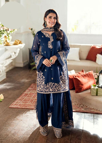 Medium Eid Trending Embroidered Farshi Shalwar 3 Piece – Silk with Chiffon Dupatta