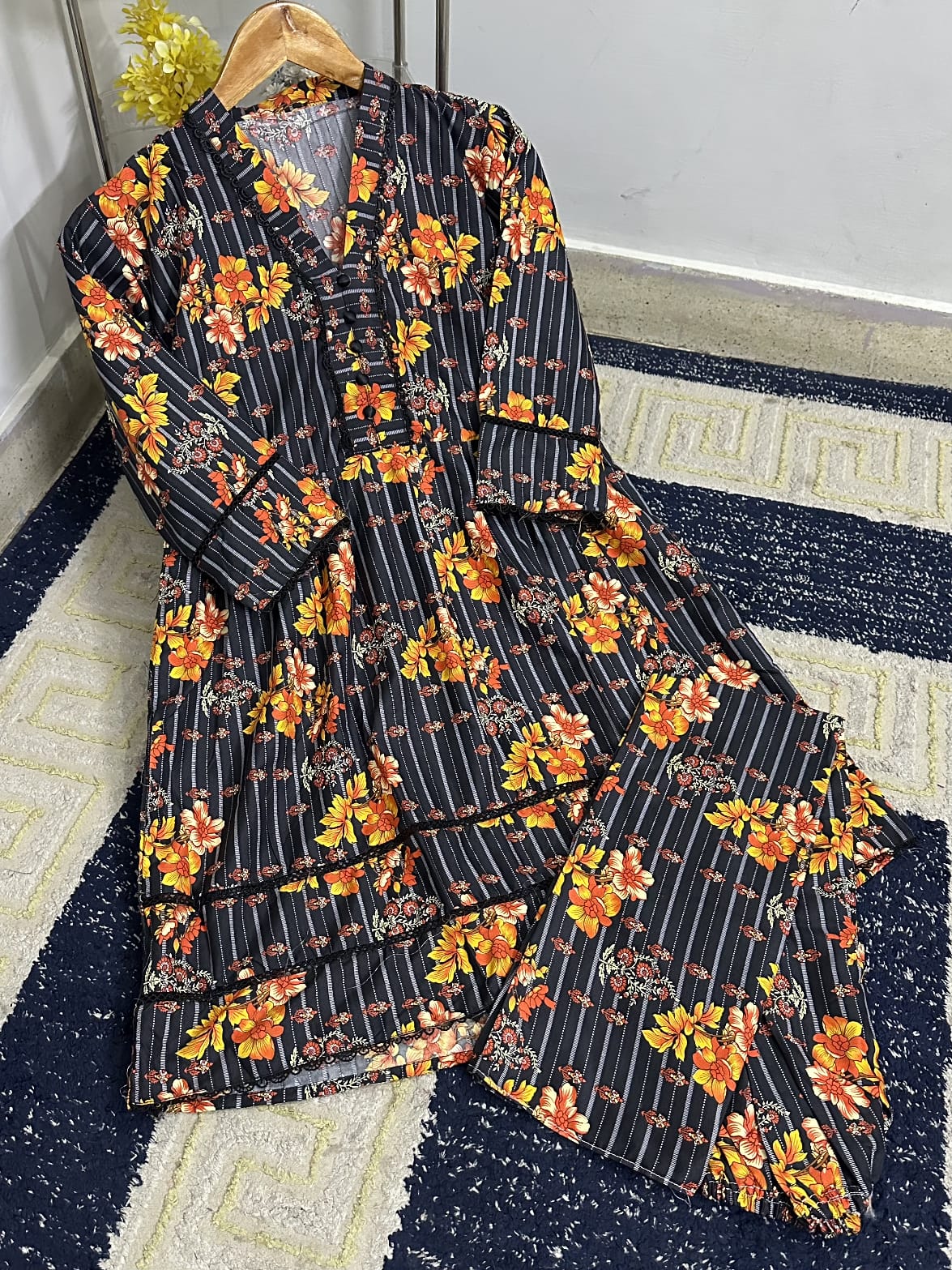 Standard Digital Printed Polo Cotton Frock 2 Piece – Lace Work 2K26