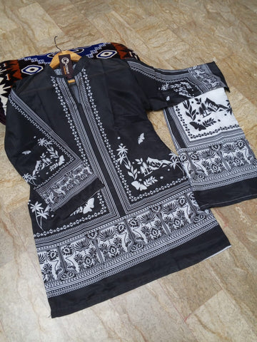 Medium Front & Back Printed Co-Ord Set 2 Piece – Premium Swiss Lawn