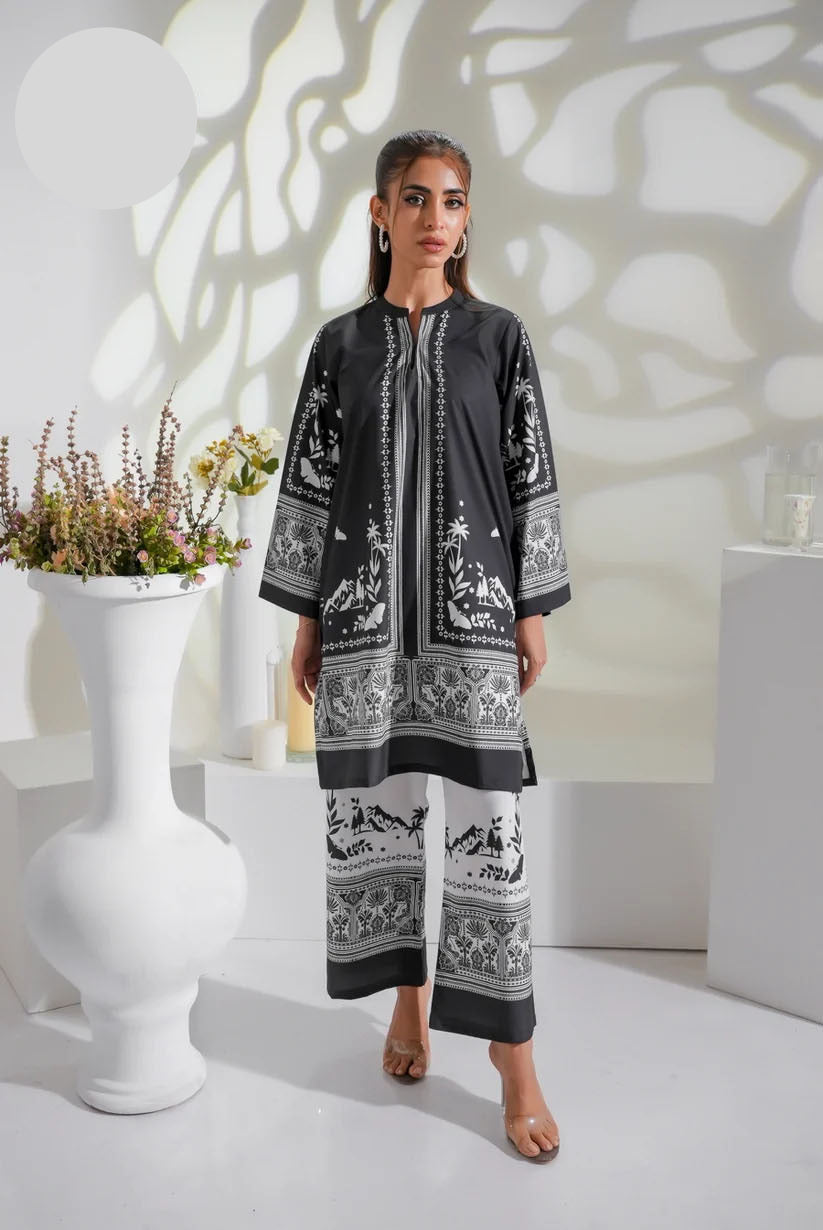 Medium Front & Back Printed Co-Ord Set 2 Piece – Premium Swiss Lawn