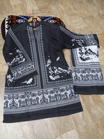 Medium Front & Back Printed Co-Ord Set 2 Piece – Premium Swiss Lawn